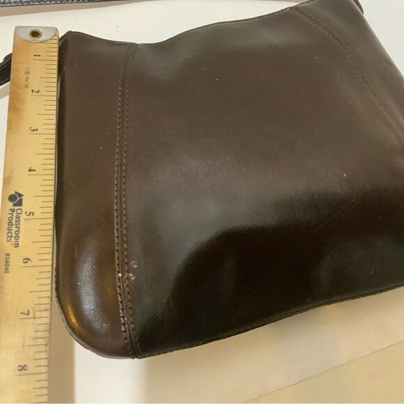 Monsac Purse Dark Brown Patent Shiny leather shoulder bag small - Picture 9 of 13